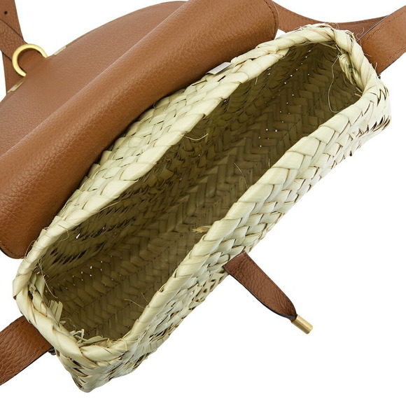 Chloe Marcie basket crossbody bag raffia Tan - Picture 6 of 9